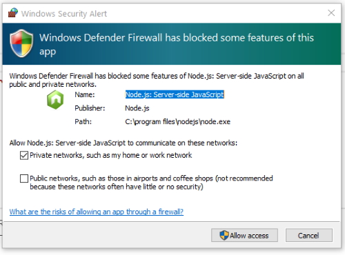 Windows Defender security alert